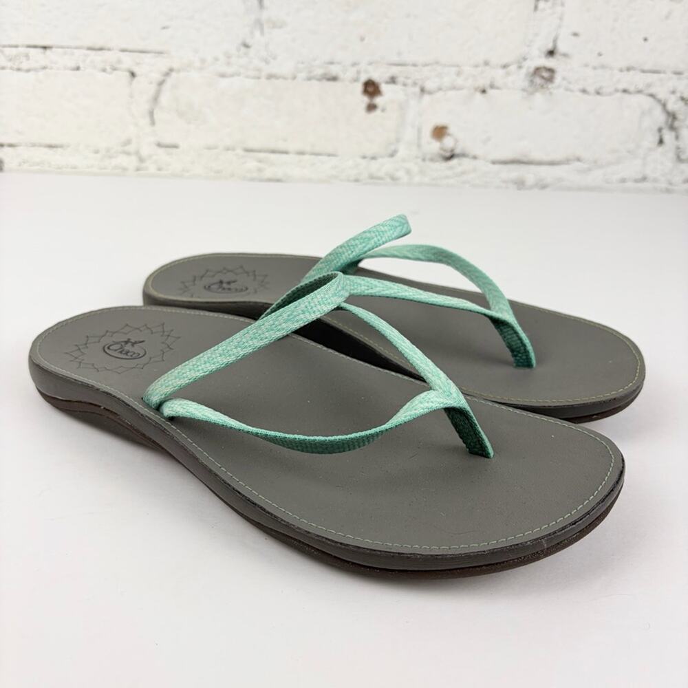 Chacos Abbey Light Blue Mint Braided Slip On Flip Flop Thong Sandals 6